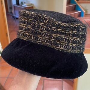 Ganteb's France Velvet Brim and Wool Knit Boucle Bucket Hat, Vintage & Tres Chic